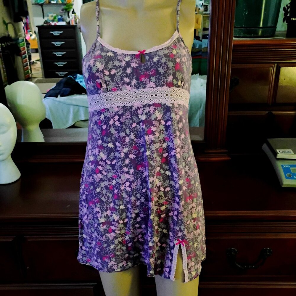 Lavender with Floral Print Sleepwear Slip